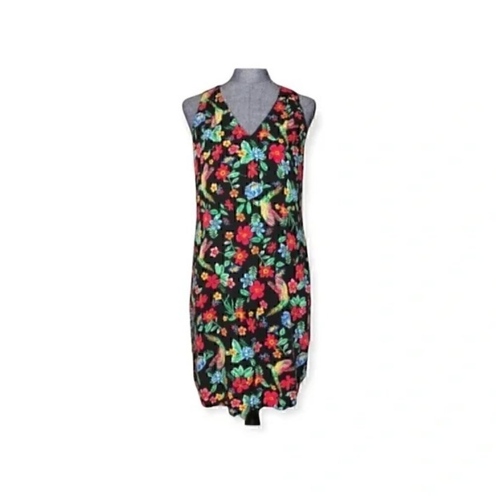 Old Navy bird and floral print sleeveless dress Size M